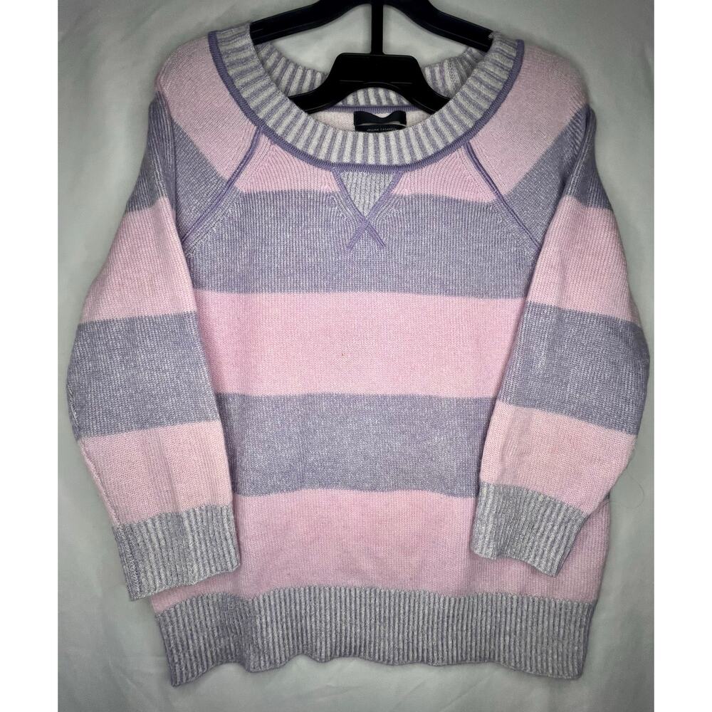 J Crew Italian Cashmere Pink/Purple Striped Sweater Size XS